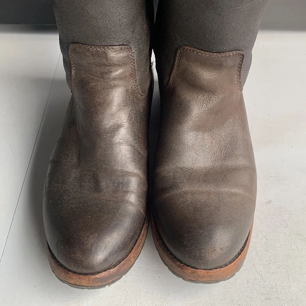 Frye Melissa Button Tall Riding Boots Women’s Size 6 Brown Leather Shearling‎
